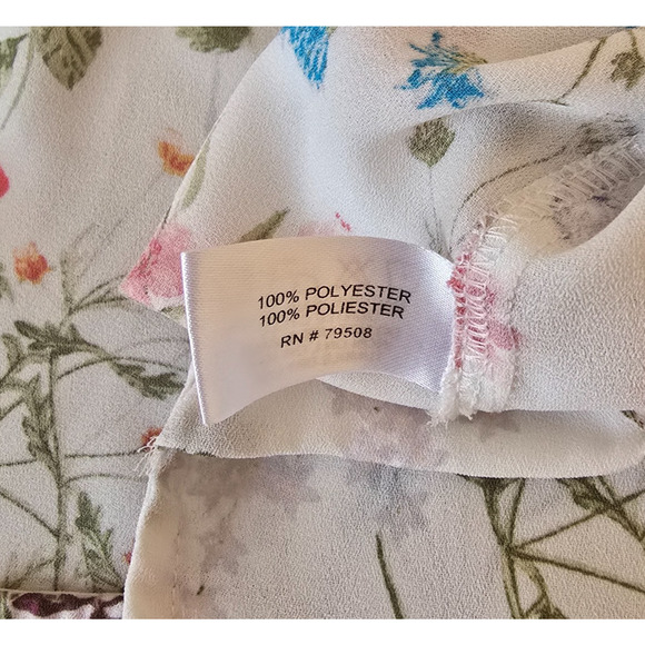 Jones New York Floral Blouse Women's 3X White Multi-Color 3/4 Sleeve Half Button - Picture 4 of 16